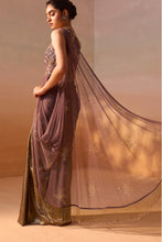 Load image into Gallery viewer, CHOCOLATE BROWN DRAPED SAREE