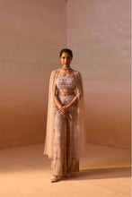 Load image into Gallery viewer, NUDE PALAZO SET WITH CORSET AND VEIL