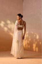 Load image into Gallery viewer, IVORY PEARL WORKED DRAPED SAREE