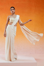 Load image into Gallery viewer, Ivory Embroidered Saree Set