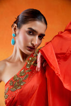 Load image into Gallery viewer, Scarlet Red One Shoulder Embroidered Dress with Flared Palazzos