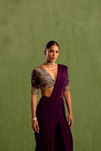 Load image into Gallery viewer, purple pre draped saree