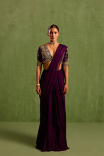 Load image into Gallery viewer, purple pre draped saree