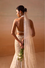 Load image into Gallery viewer, IVORY FISHTAILED SKIRT WITH PEARL WORK