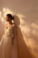 Load image into Gallery viewer, IVORY PEARL WORKED DRAPED SAREE