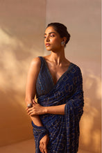 Load image into Gallery viewer, NAVY BLUE GEOMETRIC SAREE