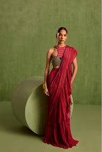 Load image into Gallery viewer, fuscia pre draped ruffle saree