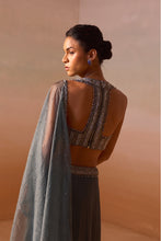 Load image into Gallery viewer, GREY SHIMMER DRAPED SAREE