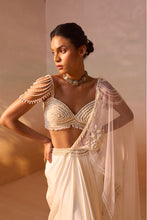 Load image into Gallery viewer, IVORY PEARL WORKED DRAPED SAREE