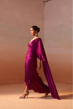 Load image into Gallery viewer, PURPLE DRAPED SAREE