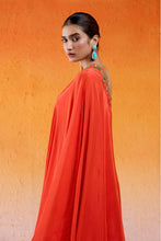 Load image into Gallery viewer, Scarlet Red One Shoulder Embroidered Dress with Flared Palazzos