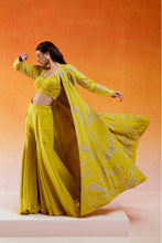 Load image into Gallery viewer, Daisy Yellow Embroidered Jacket Sharara Set