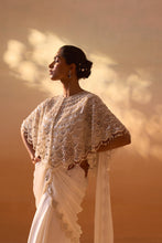 Load image into Gallery viewer, 3PCS WHITE CAPE WITH DRAPED SAREE