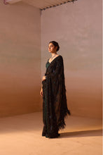 Load image into Gallery viewer, BLACK AND GREEN GEORGETTE SAREE
