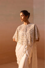 Load image into Gallery viewer, 3PCS WHITE CAPE WITH DRAPED SAREE