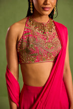 Load image into Gallery viewer, fuscia pre draped saree