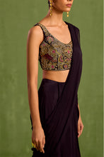 Load image into Gallery viewer, black pre draped saree