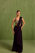 Load image into Gallery viewer, black pre draped saree