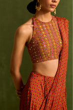 Load image into Gallery viewer, rust pre drpaed saree