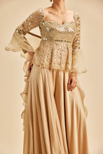 Load image into Gallery viewer, GOLD SHARARA WITH PEPLUM
