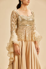 Load image into Gallery viewer, GOLD SHARARA WITH PEPLUM