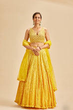 Load image into Gallery viewer, YELLOW OMBRE LEHENGA SET