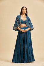 Load image into Gallery viewer, MIDNIGHT BLUE PLEATED LEHENGA