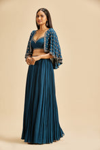 Load image into Gallery viewer, MIDNIGHT BLUE PLEATED LEHENGA