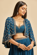 Load image into Gallery viewer, MIDNIGHT BLUE PLEATED LEHENGA