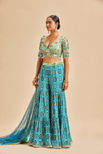 Load image into Gallery viewer, BLUE BADHANI TIERED SHARARA SET