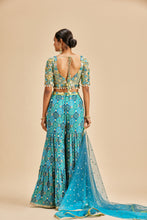 Load image into Gallery viewer, BLUE BADHANI TIERED SHARARA SET