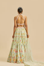 Load image into Gallery viewer, LIME GREEN GATHERED EMBROIDERED LEHENGA CHOLI SET