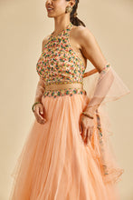 Load image into Gallery viewer, PEACH GATHERED LEHENGA SET