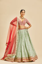 Load image into Gallery viewer, PISTA GREEN LEHENGA WITH RED CHOLI AND DUPATTA