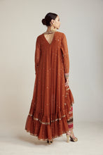 Load image into Gallery viewer, Rust Asymmetrical Kurta Pant Set