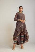 Load image into Gallery viewer, Charcoal Grey Asymmetrical Kurta Pant Set