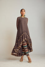 Load image into Gallery viewer, Charcoal Grey Asymmetrical Kurta Pant Set