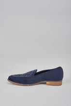 Load image into Gallery viewer, Navy Blue Embroidered Loafers