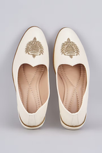 Load image into Gallery viewer, Ivory Crown Leather Loafers