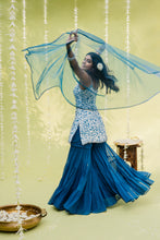 Load image into Gallery viewer, Teal Blue Floral Printed Sharara Set