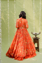 Load image into Gallery viewer, Rust Orange Embroidered Lehenga Set
