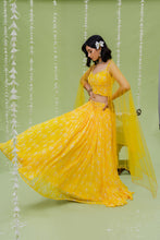 Load image into Gallery viewer, Sunny Yellow Printed Embroidered Lehenga Set