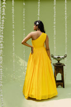 Load image into Gallery viewer, Sunny Yellow Printed Embroidered Gown