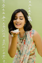 Load image into Gallery viewer, Off White Printed Embroidered Saree Set