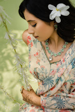 Load image into Gallery viewer, Off White Printed Embroidered Saree Set