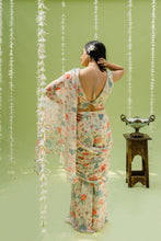 Load image into Gallery viewer, Off White Printed Embroidered Saree Set