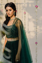 Load image into Gallery viewer, Bottle Green Embroidered Lehenga Set