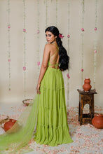 Load image into Gallery viewer, Green Pleated Embroidered Sharara Set