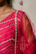Load image into Gallery viewer, Fuschia Pink Pleated Embroidered Peplum Sharara Set