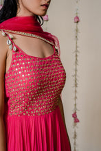 Load image into Gallery viewer, Fuschia Pink Pleated Embroidered Anarkali Set